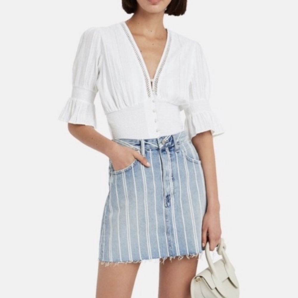 {Boyish} Anthro New The Corey Denim Mini Skirt
